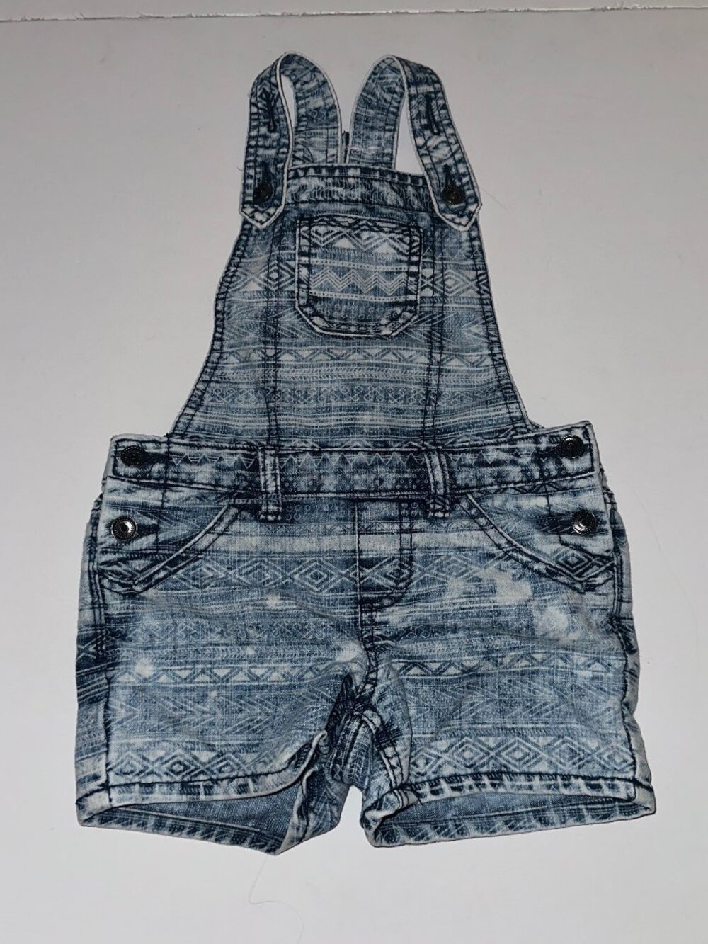 Girl's Size 6x Aztec Print Denim Overall Shorts shortalls SQUEEZE JEANS